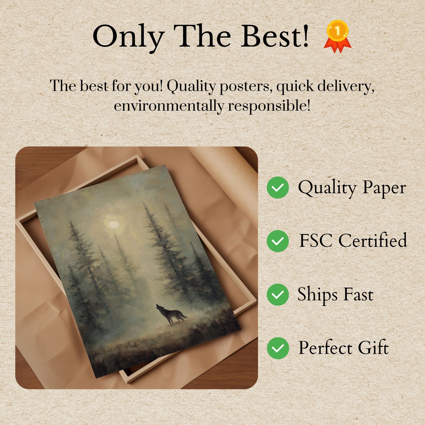 Moonlit Wolf Forest Poster