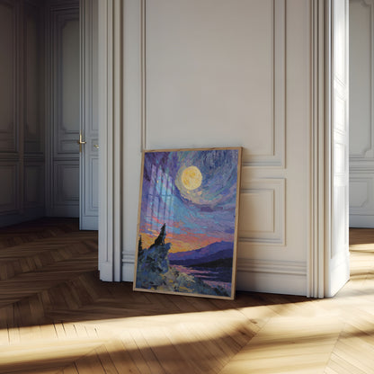 Moonlit Wolf Wilderness Poster