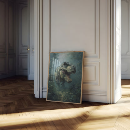 Póster del bosque de depredadores prehistóricos