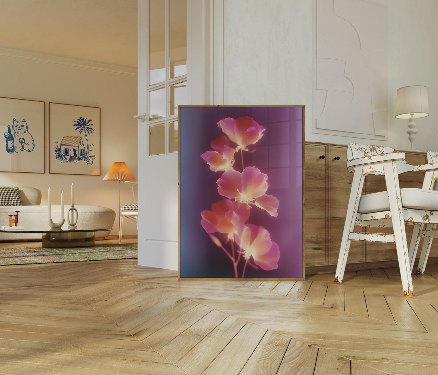 Luminous Pink Flowers Poster