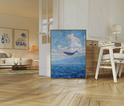 Sky Whale Blue Ocean Poster