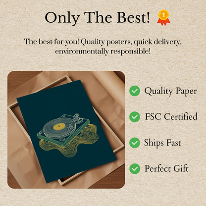 Vintage Turntable Sound Waves Poster