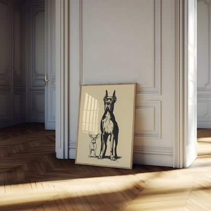 Doberman and Chihuahua Size Comparison Poster