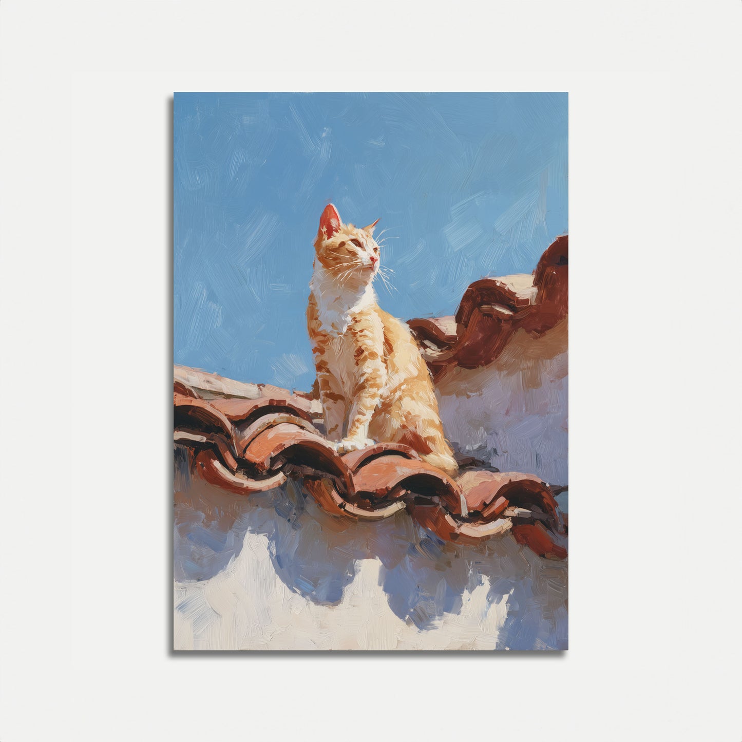 Orange Kat på Taget Plakat