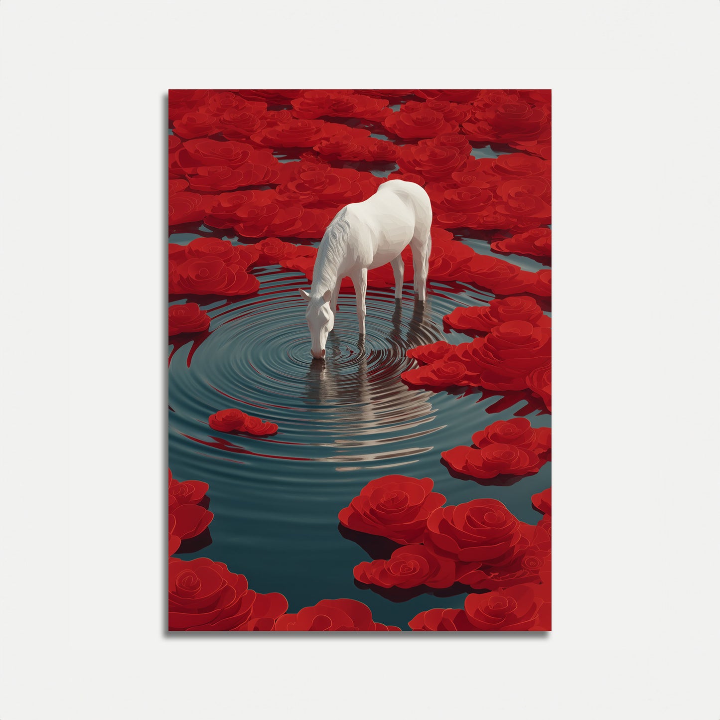 Poster del Cavallo Bianco allo Stagno delle Rose