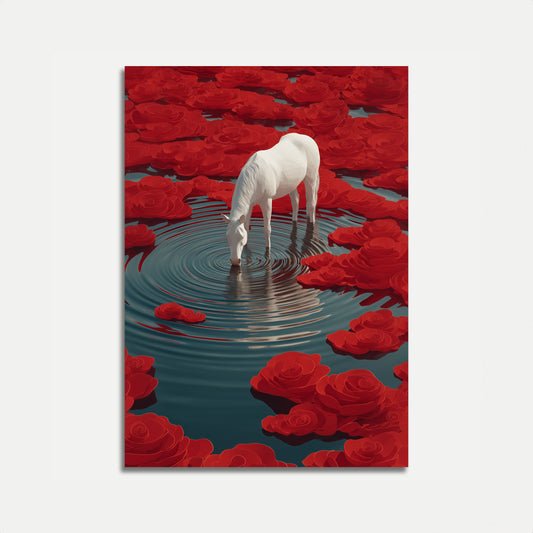 Hvid Hest ved Roser Dammen Plakat