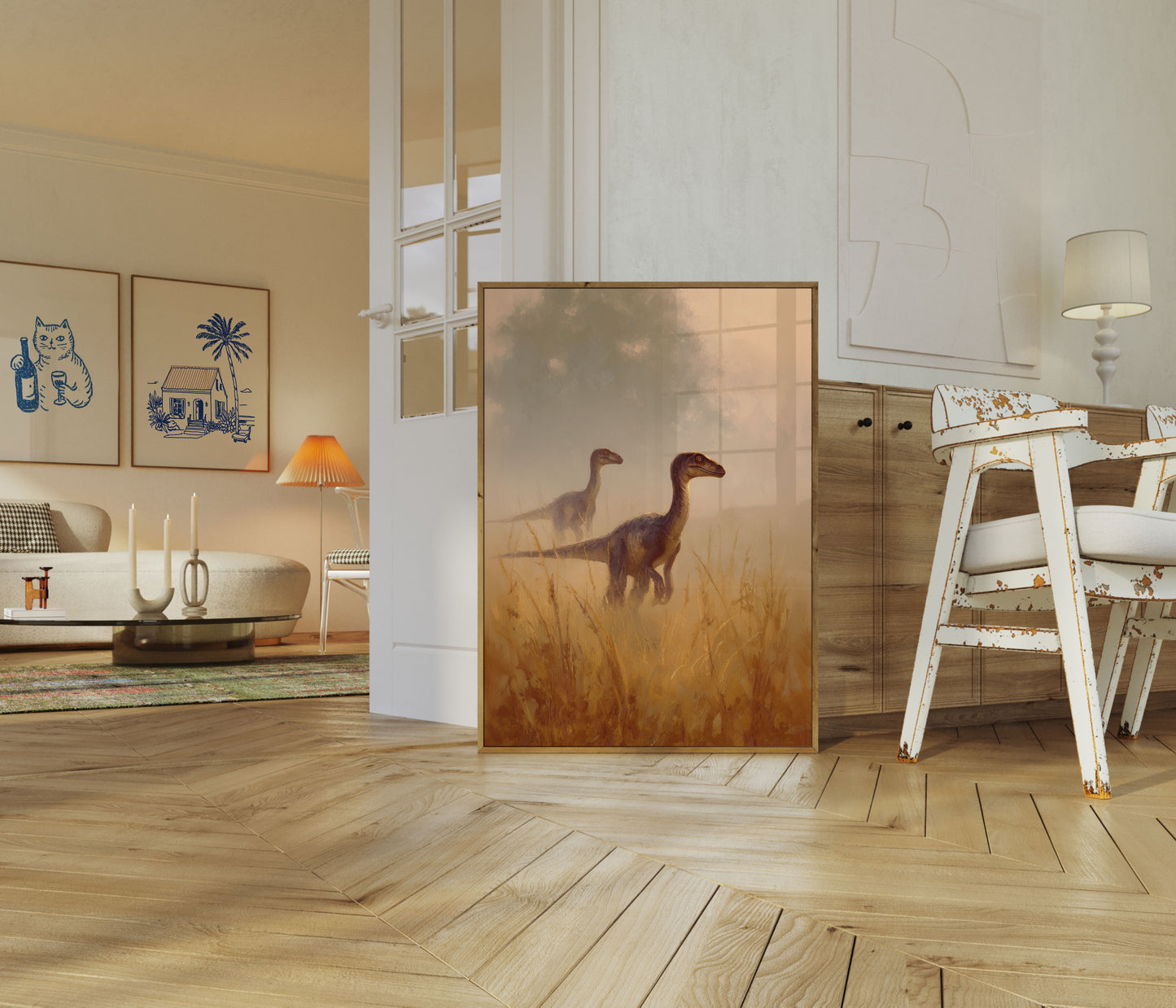 Velociraptor Grasslands Prehistoric Poster