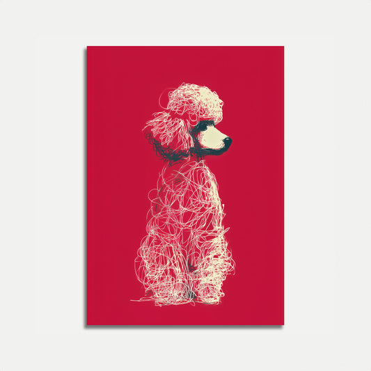 Tangled Poodle Line Art Poster