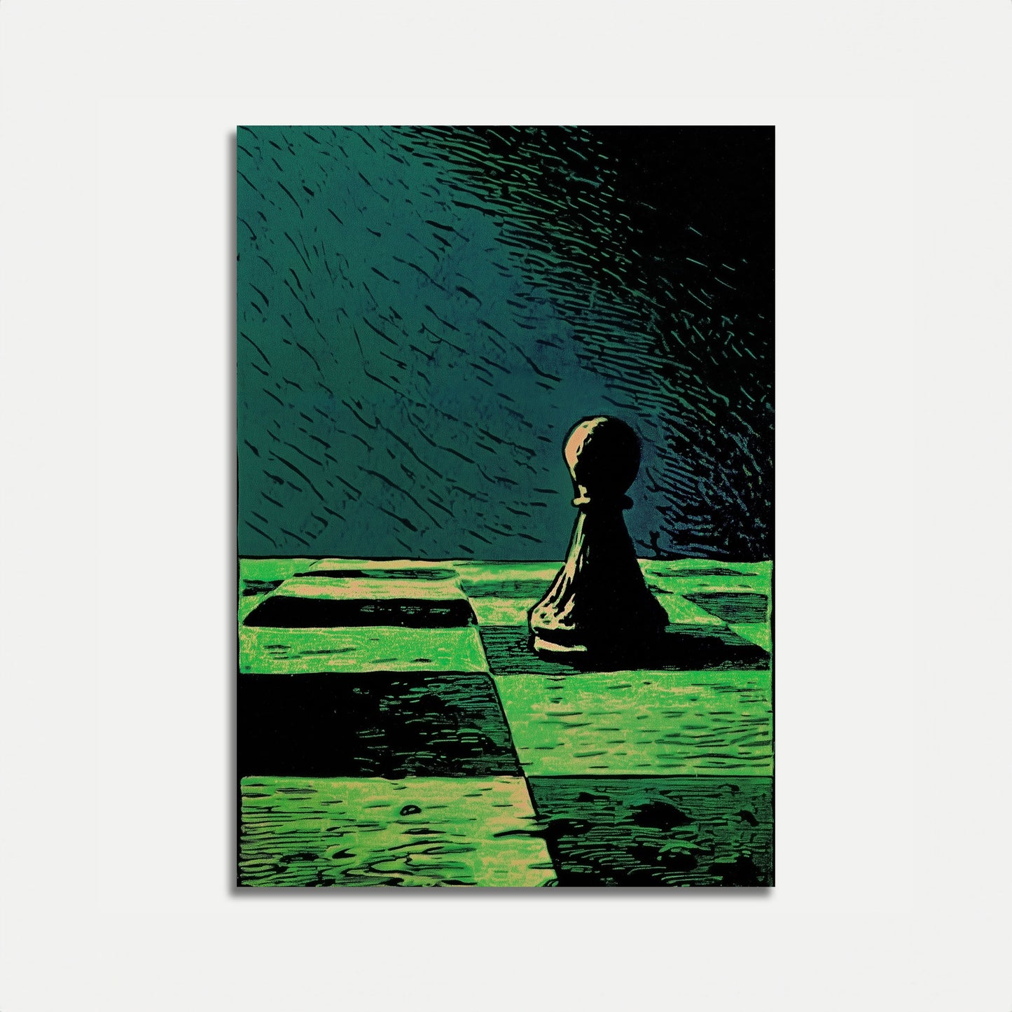 Osamocený Pěšec Šachový Minimalistický Plakát