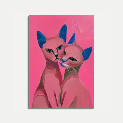 Pink Feline Companions Poster