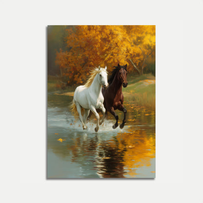 Pôster de Cavalos Correndo no Outono