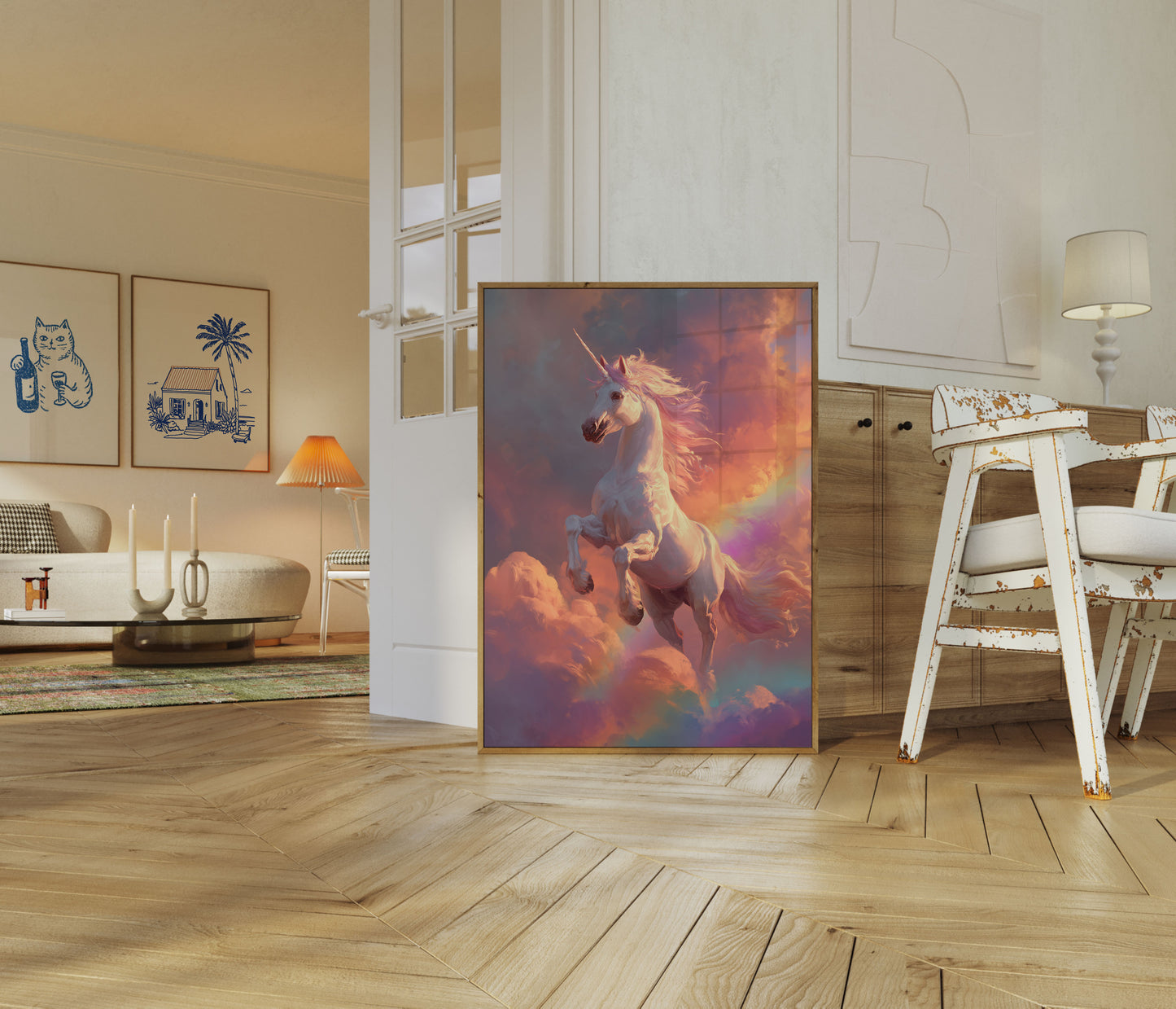 Poster dell'Unicorno Celeste Arcobaleno