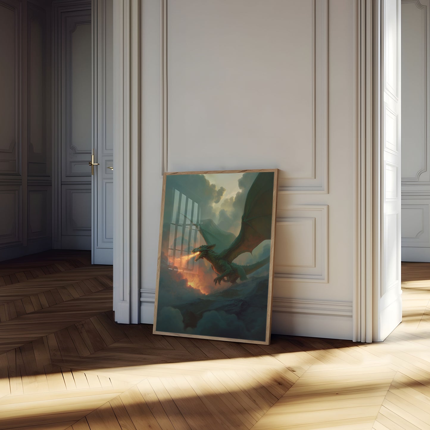 Emerald Dragon's Fiery Flight Poster