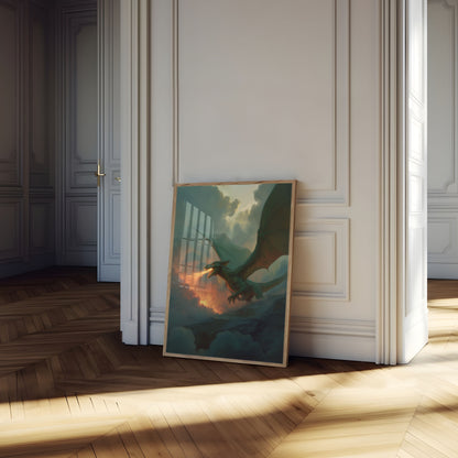 Emerald Dragon's Fiery Flight Poster