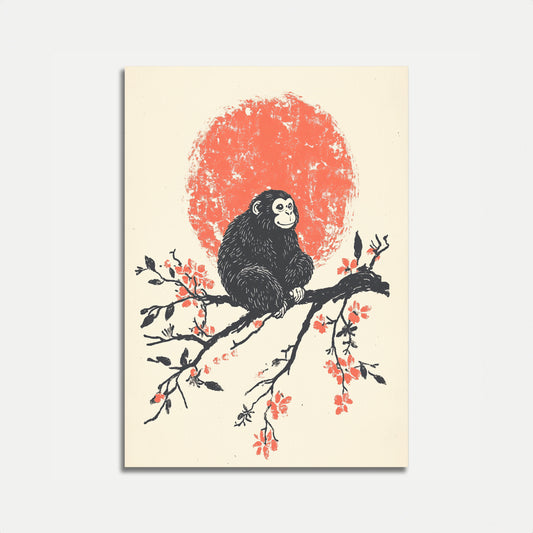 Póster del Chimpancé Sabio Entre Flores