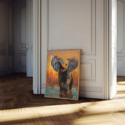 Affiche Éléphant Heureux dans l'Eau