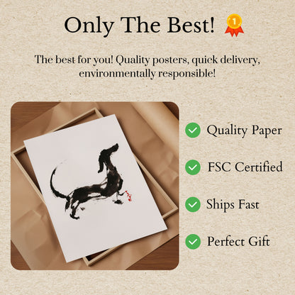 Playful Dog Ink Sketch Poster