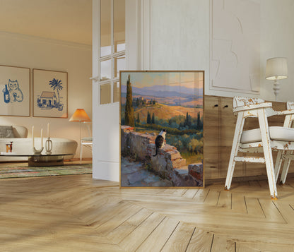 Toskana-Landschaft-Katzen-Plakat