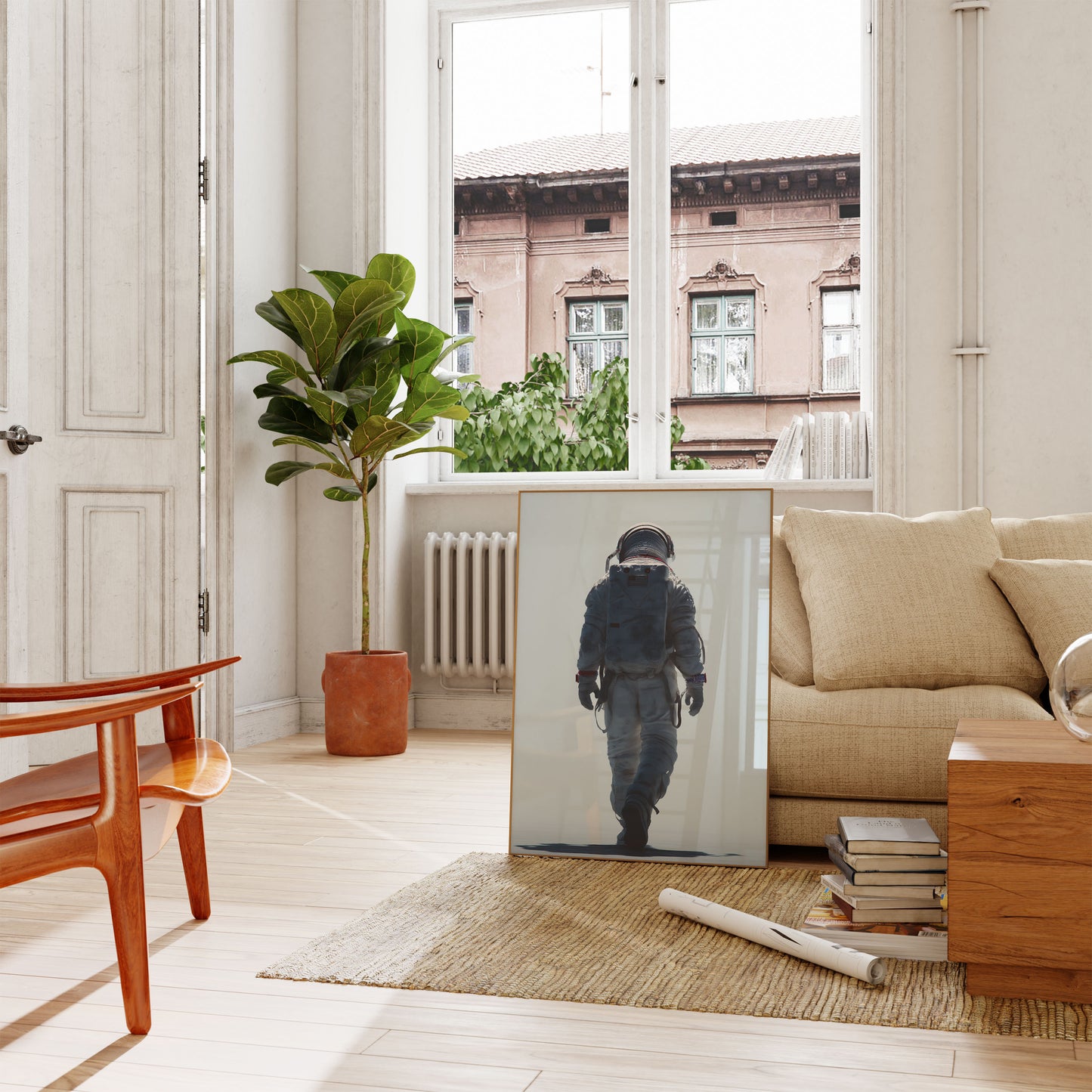 Lone Astronaut Space Walk Poster