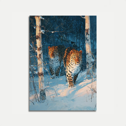 Leoparden im Winterwald-Plakat