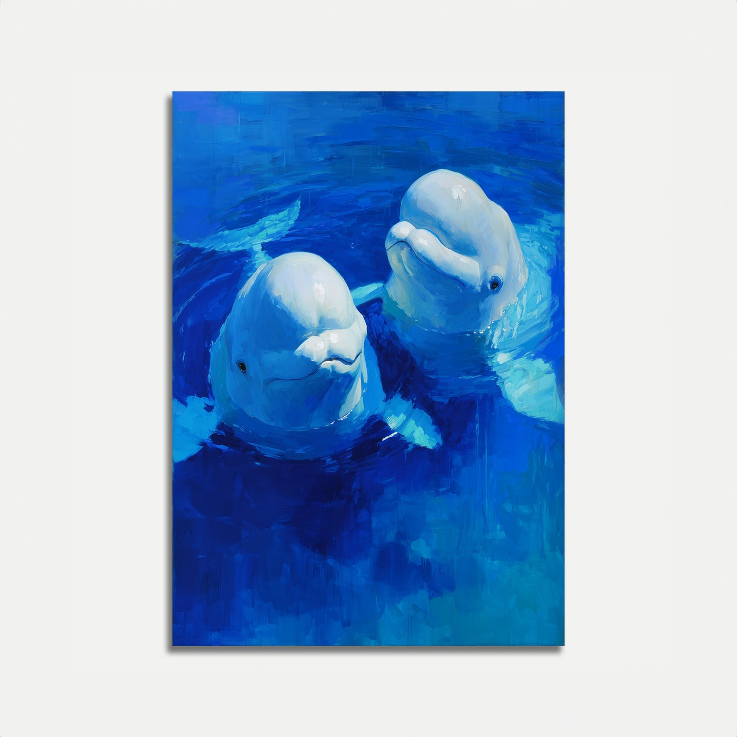 Beluga Whales Swimming Together Poster