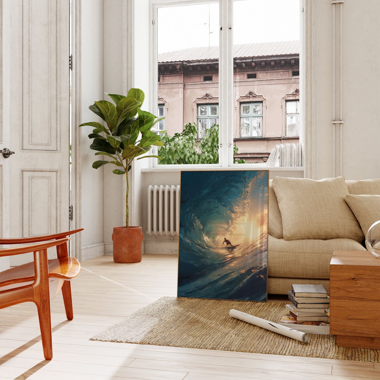 Golden Wave Surf Poster