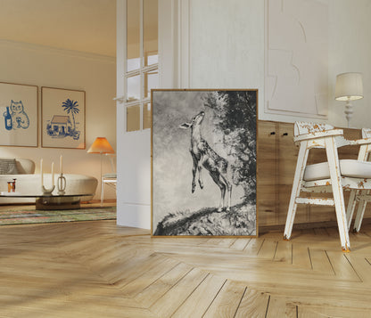 Leaping Deer in Wilderness Poster