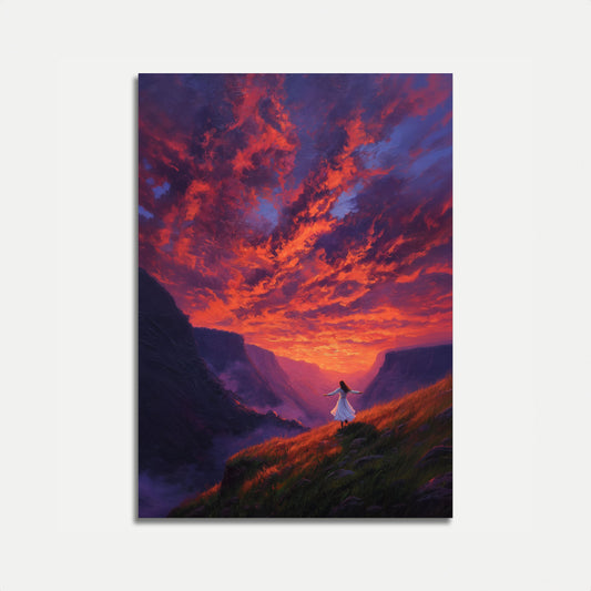 Libertad en el Póster del Atardecer Ardiente