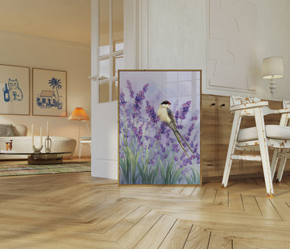 Poster dell'Uccello nel Campo di Lavanda