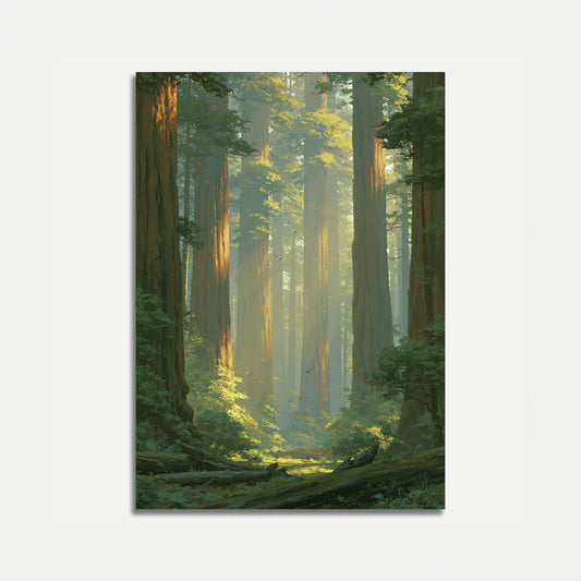 Misty Redwood Forest Pathway Poster