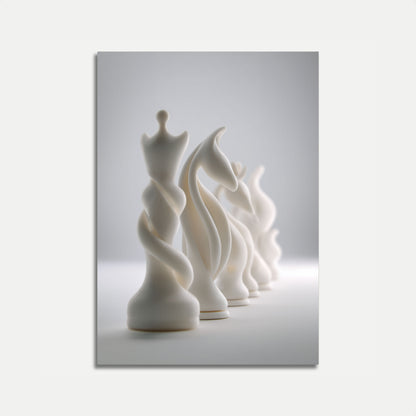 Elegant White Chess Pieces Poster