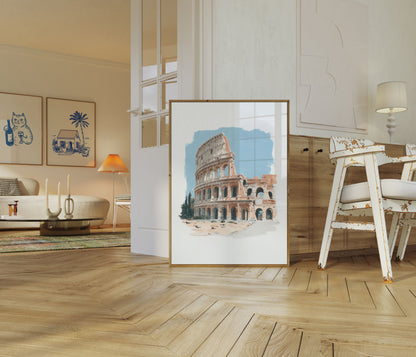 Ancient Rome Colosseum Architectural Poster