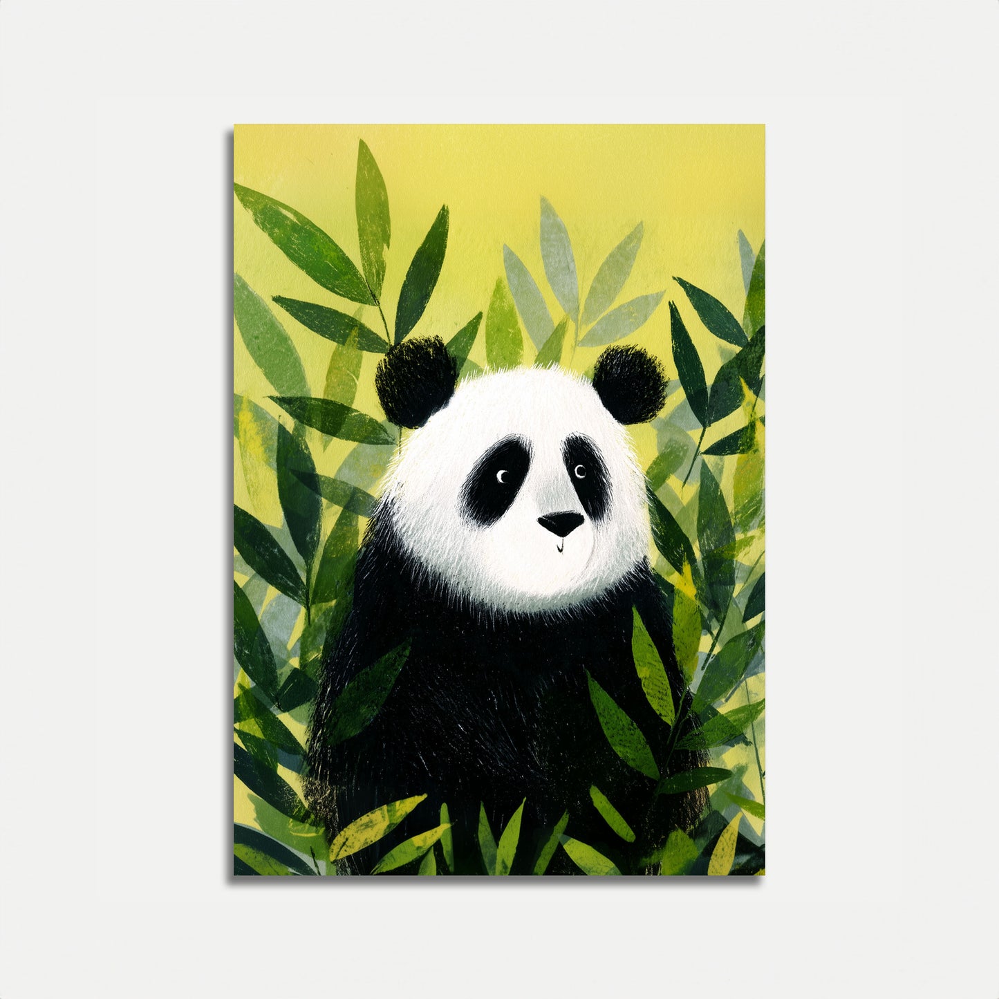 Gentle Panda in Leaves Poster