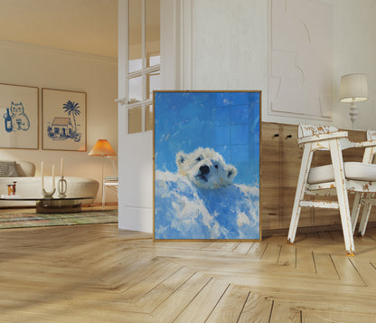 White Polar Bear Portrait Poster