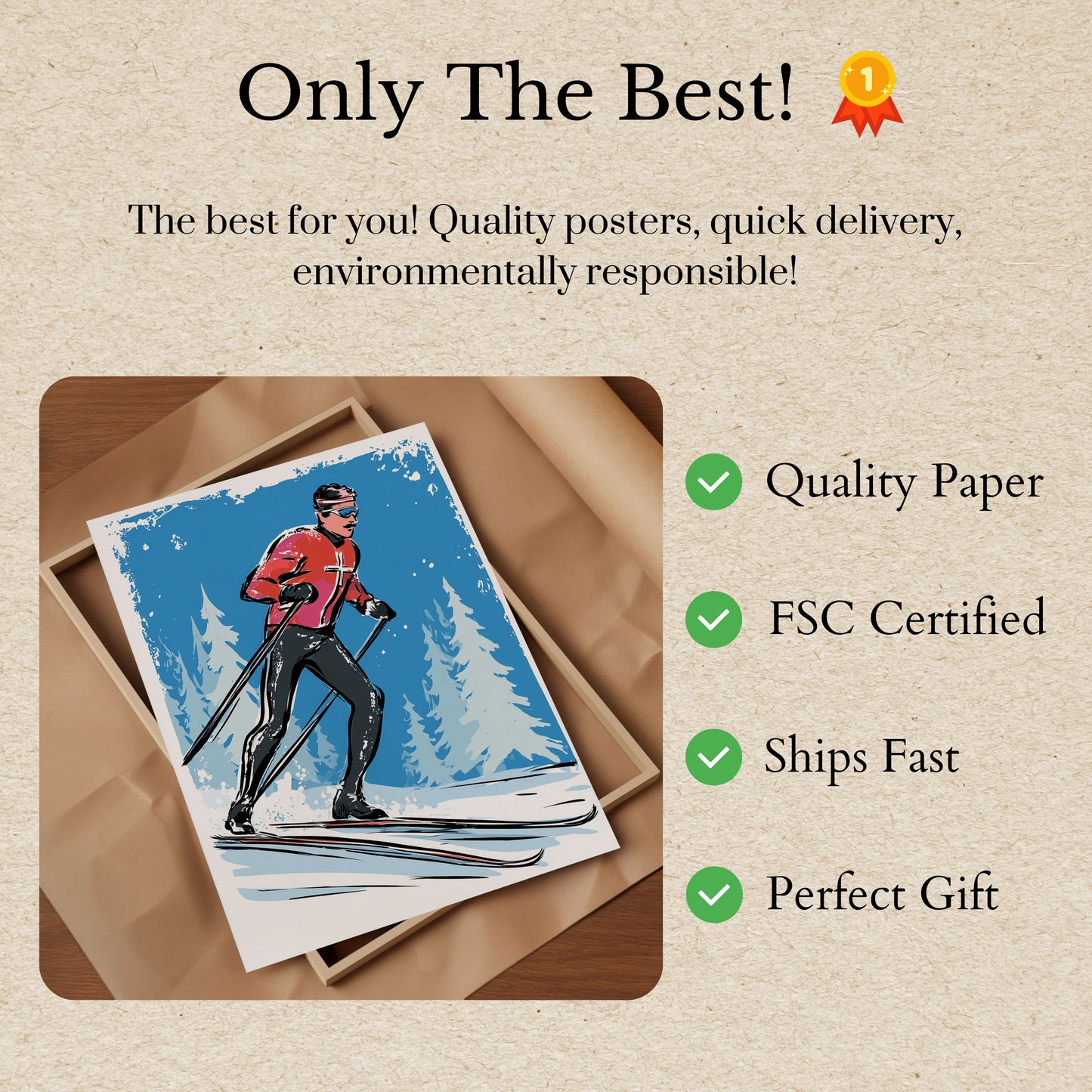 Mountain Cross-Country Ski Poster