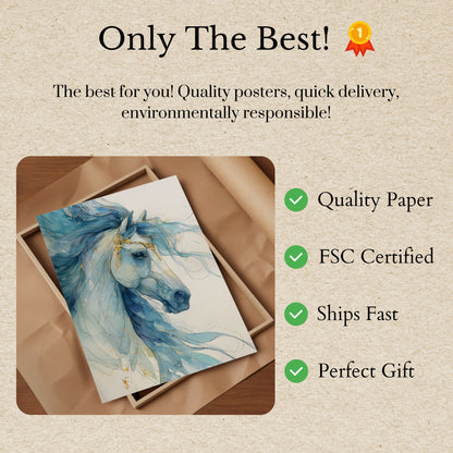 Blue Watercolor Stallion Poster