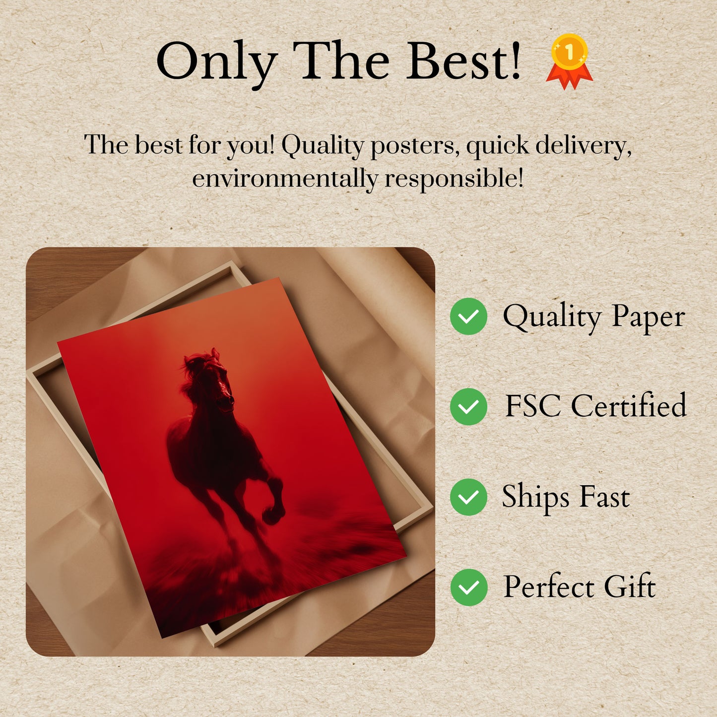 Fierce Red Horse Running Poster