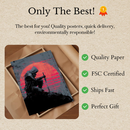 Warrior Sunset Silhouette Poster