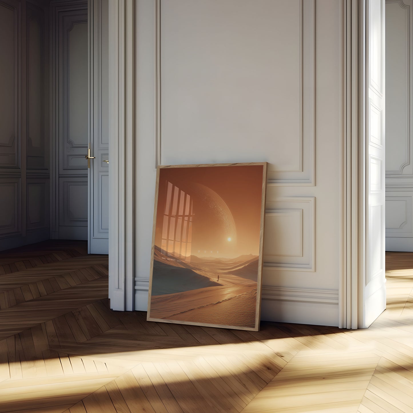 Póster de paisaje desértico de dunas épicas