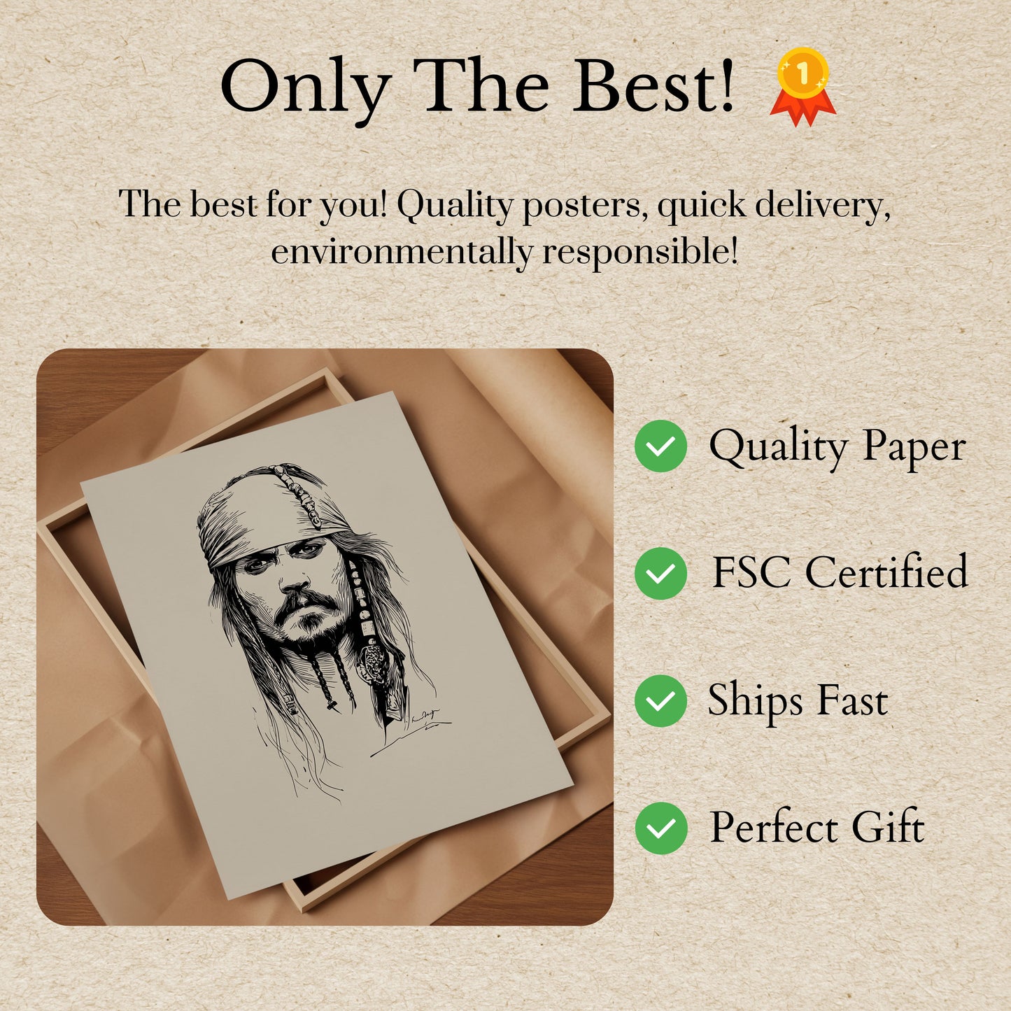 Captain Jack Pirate Sketch Poster