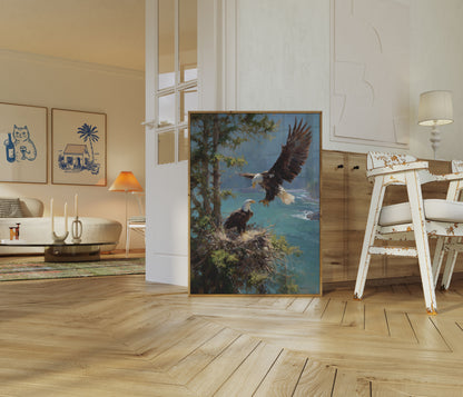 Majestic Eagles by the Lake Poster