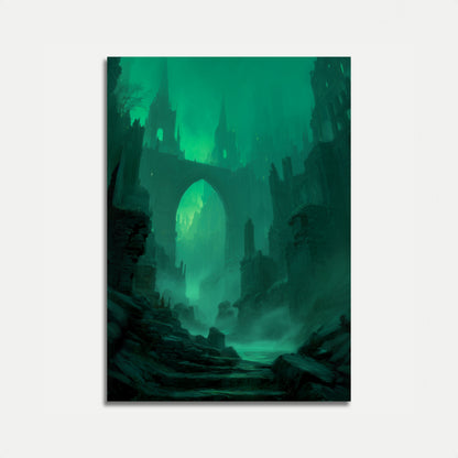 Dark Emerald City Ruins Poster