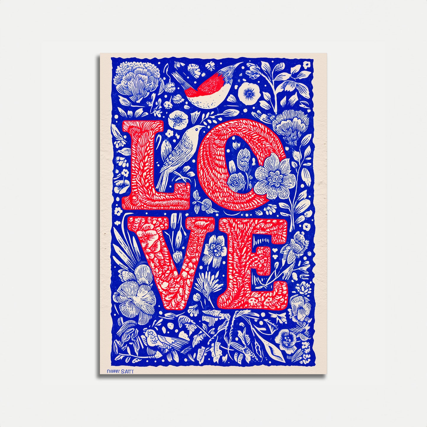 Uccelli Innamorati Poster Botanico