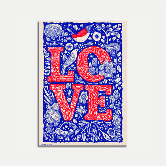 Uccelli Innamorati Poster Botanico