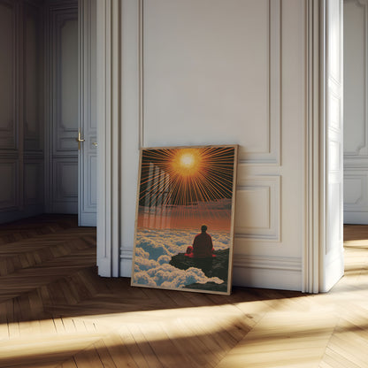 Monk Meditation Above Clouds Poster