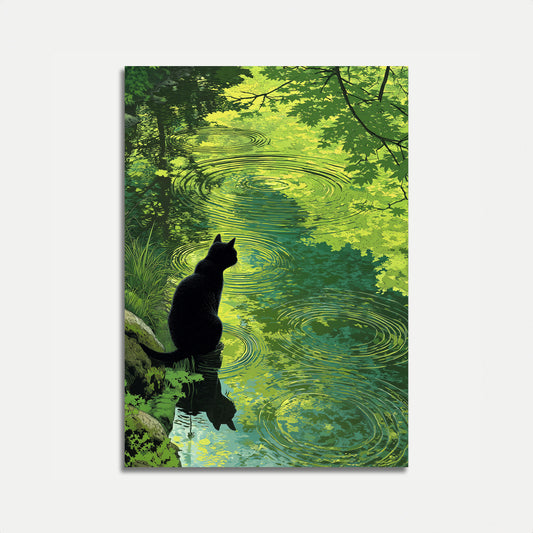 Czarny Kot nad Wodą Plakat