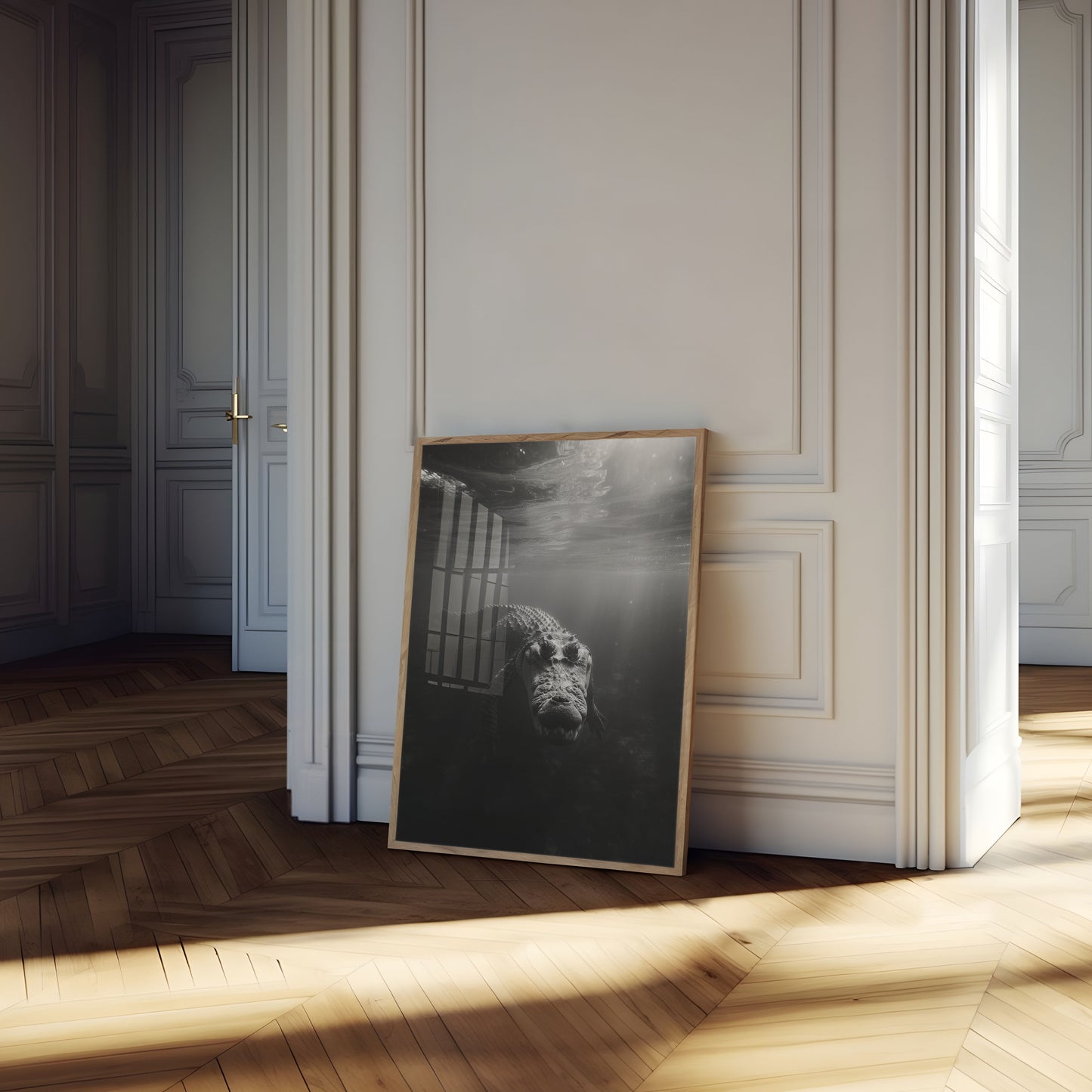 Underwater Predator Black and White Poster