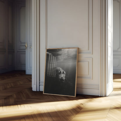 Underwater Predator Black and White Poster