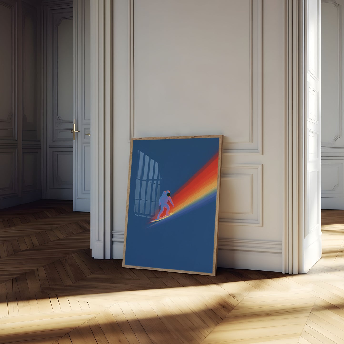 Astronaut Surfing Rainbow Poster