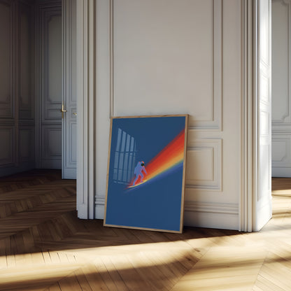 Astronaut Surfing Rainbow Poster